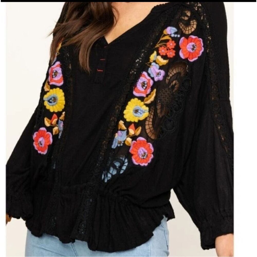Free People Sarafina Embroidered Top